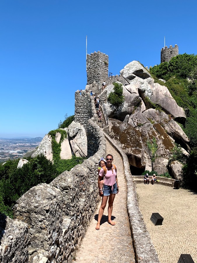 Summer and her daughter on the walls of Castelo dos Mouros in Sintra