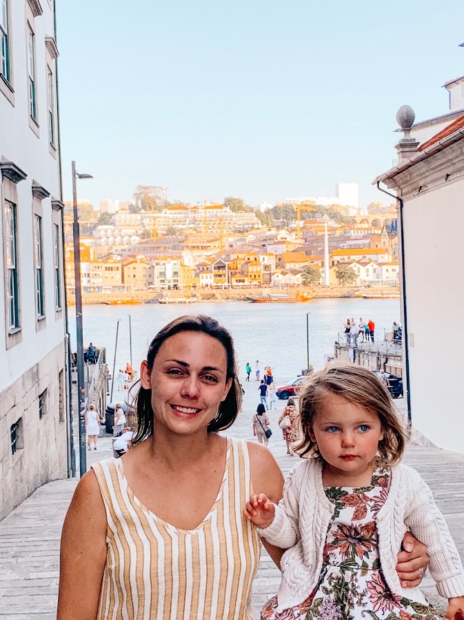 Summer and her daughter above the Douro River in Porto