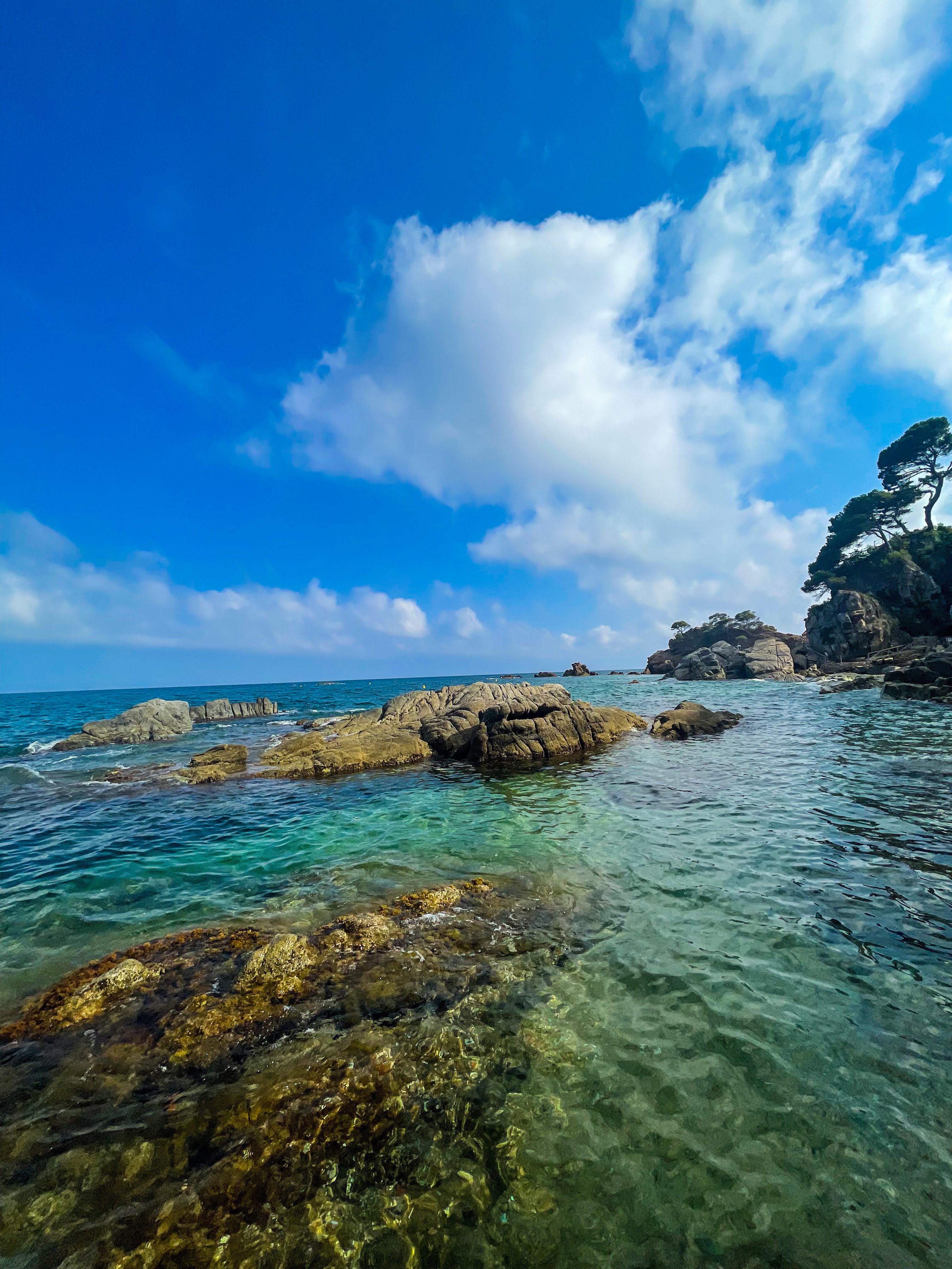 Rocky shoreline and clear water near Hotel Cap Roig